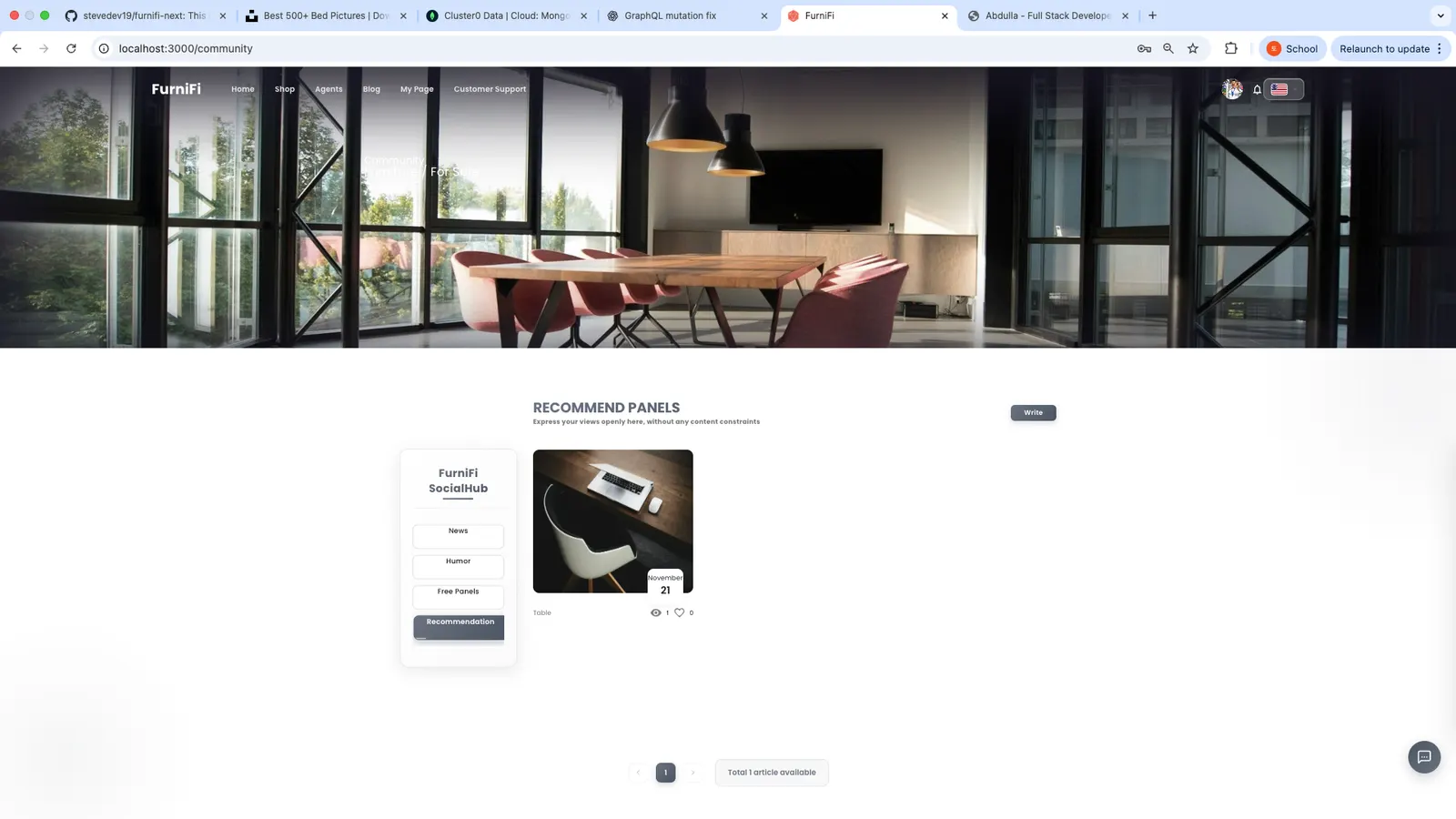 SocialHub: community articles on news, humor and recommendations
