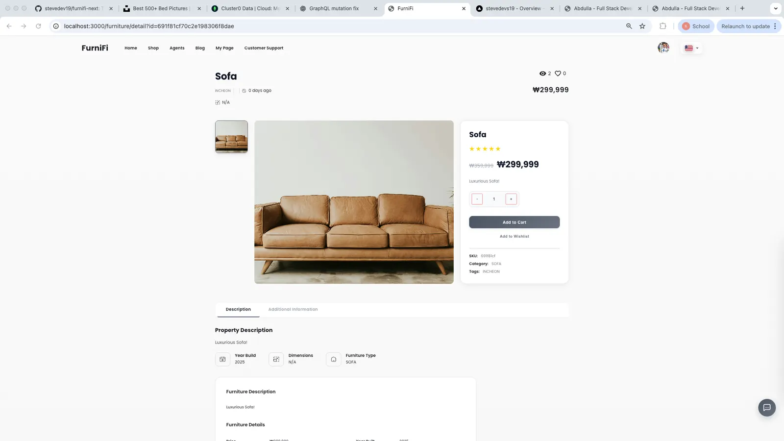Furniture detail page