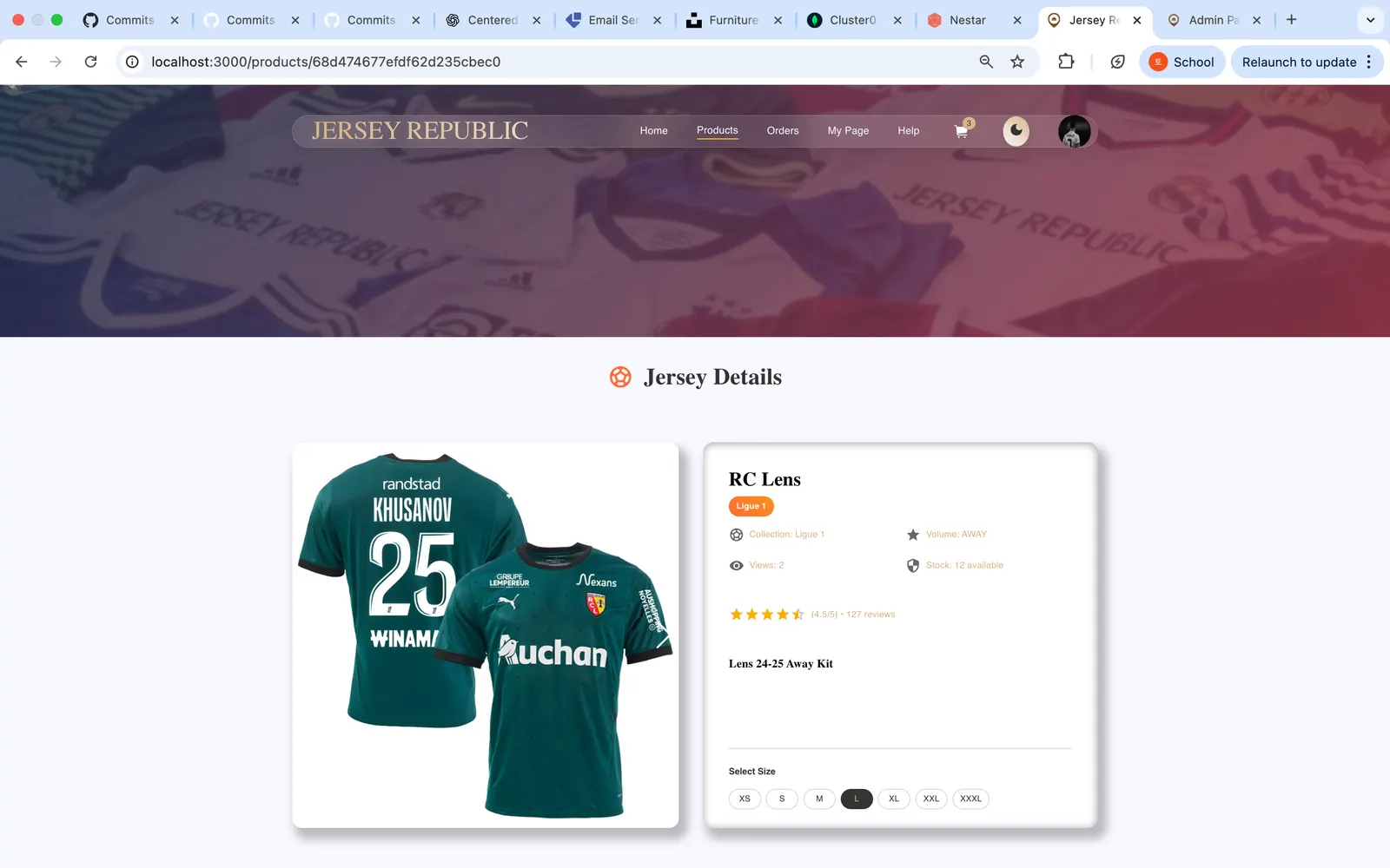 Product detail page
