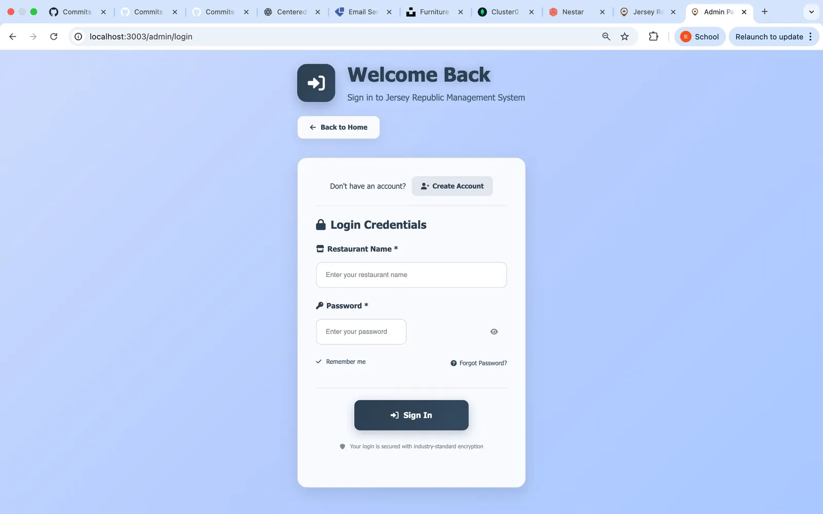 Admin login