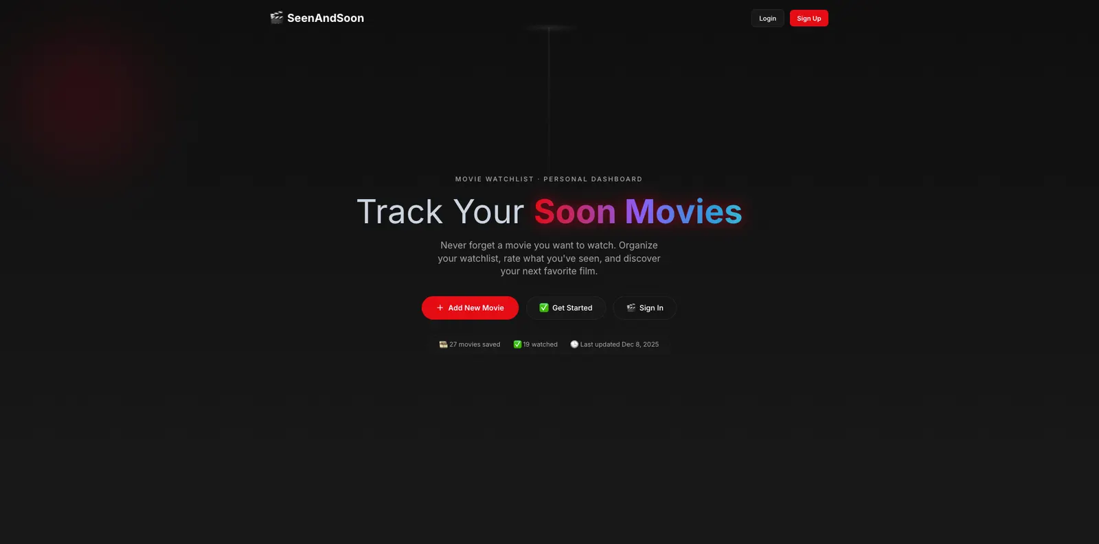 Movie Watchlist 홈페이지 — 영화 포스터 목록