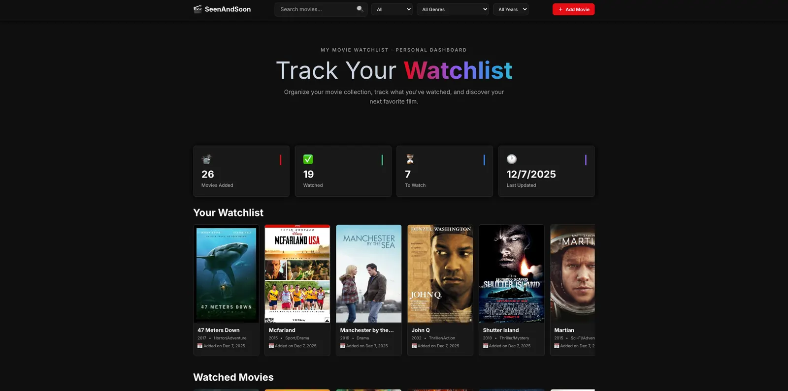 Personal watchlist